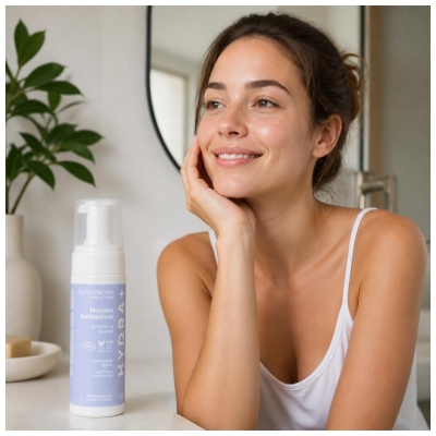 Alphanova Thermal Care Hydra + Mousse Nettoyante Hydratante Apaisante Bio 150 ml