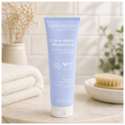 Alphanova Thermal Care Hydra + Crème Mains Réparatrice Hydratante Apaisante Bio 150 ml