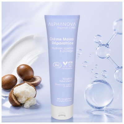 Alphanova Thermal Care Hydra + Crème Mains Réparatrice Hydratante Apaisante Bio 150 ml