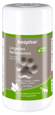 Beaphar Lingettes Nettoyantes
Yeux Oreilles Pattes et Pelage - 100 Lingettes