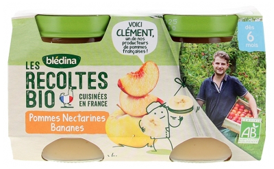 Les Récoltes Bio Pommes Nectarines Bananes dès 6 Mois Biologique 2 POTS