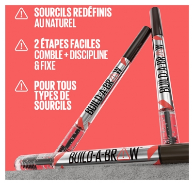 Maybelline New York Build-A-Brow 2en1 Feutre & Gel à Sourcils 10 ml - Teinte : 260 Deep Brown