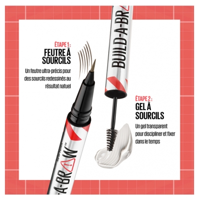 Maybelline New York Build-A-Brow 2en1 Feutre & Gel à Sourcils 10 ml - Teinte : 260 Deep Brown