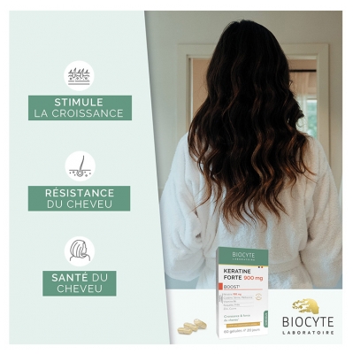 Biocyte Keratine Forte 900 mg Boost Croissance & Force du Cheveu 60 Gélules