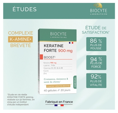 Biocyte Keratine Forte 900 mg Boost Croissance & Force du Cheveu 60 Gélules
