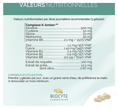Biocyte Keratine Forte 900 mg Boost Croissance & Force du Cheveu 60 Gélules