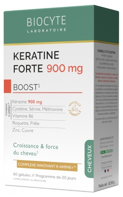 Biocyte Keratine Forte 900 mg Boost Croissance & Force du Cheveu 60 Gélules
