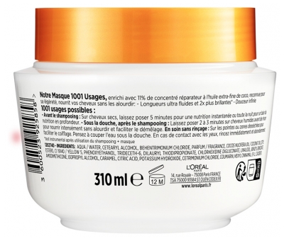 L'Oréal Paris Elseve Masque Huile Extraordinaire Coco Cheveux Secs et Fins 310 ml