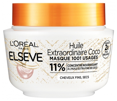 L'Oréal Paris Elseve Masque Huile Extraordinaire Coco Cheveux Secs et Fins 310 ml