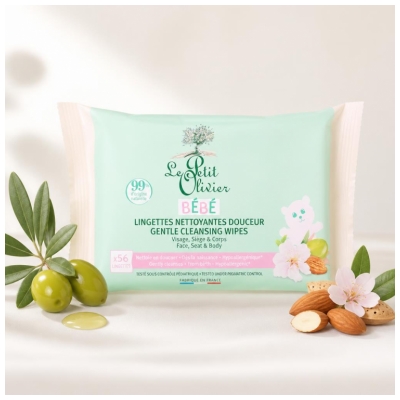 Le Petit Olivier Bébé Lingettes Nettoyantes Douceur Visage Siège & Corps 56 Lingettes