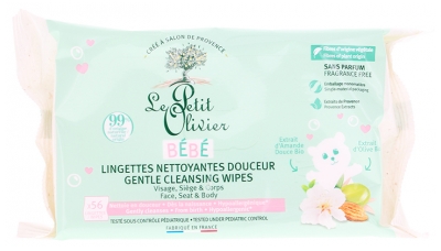 Le Petit Olivier Bébé Lingettes Nettoyantes Douceur Visage Siège & Corps 56 Lingettes