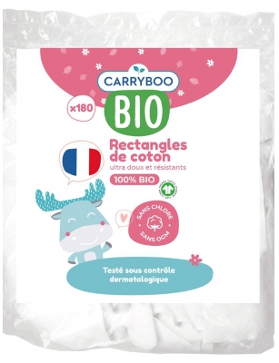 Carryboo Rectangles de Coton 100% Bio - Paquet de 180