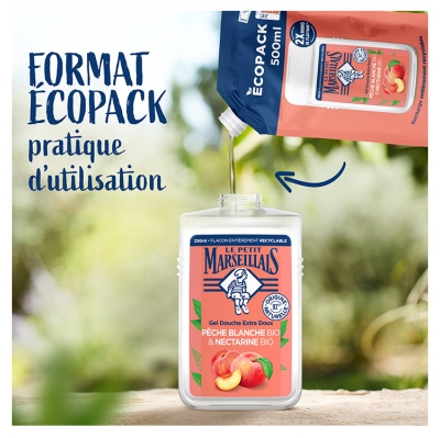 Le Petit Marseillais Gel Douche Extra Doux Pêche Blanche & Nectarine Éco Recharge 500 ML
