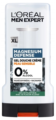 L'Oréal Paris Men Expert Magnesium Defense Gel Douche Crème Peau Sensible 0% Alcool 300 ML