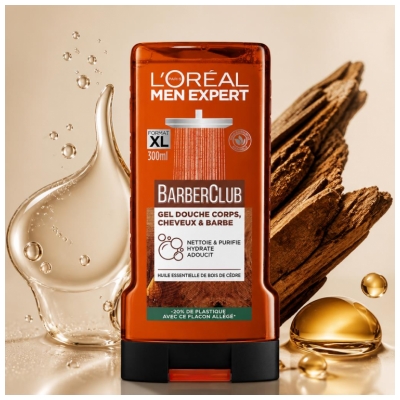 L'Oréal Paris Men Expert Barber Club Gel Douche Corps, Cheveux et Barbe 3en1 300 ML