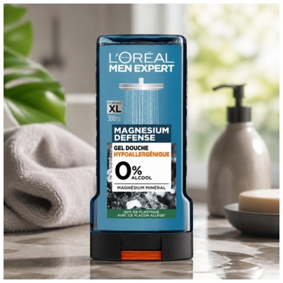 L'Oréal Paris Men Expert Magnesium Defense Gel Douche Hypoallergénique 0% Alcool 300 ML