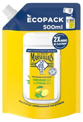 Le Petit Marseillais Gel Douche Extra Doux Verveine Bio et Citron Éco Recharge Bio 500 ML