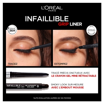 L'Oréal Paris Infaillible Grip Liner Gel Automatic 1,4 g - Couleur : 004 Brown Denim
