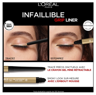 L'Oréal Paris Infaillible Grip Liner Gel Automatic 1,4 g - Couleur : 014 Soft Gold