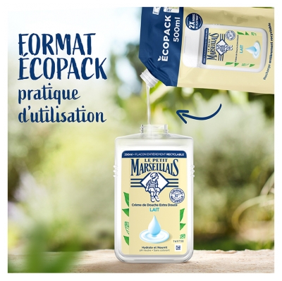 Le Petit Marseillais Crème de Douche Extra Douce Lait Eco Recharge 500 ML