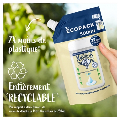 Le Petit Marseillais Crème de Douche Extra Douce Lait Eco Recharge 500 ML