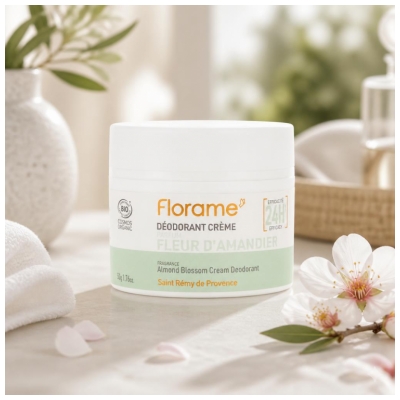 Florame Déodorant Crème 24H Fleur D'Amandier Bio 50 Grammes