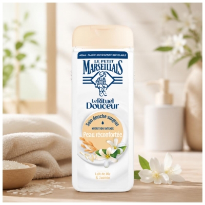 Le Petit Marseillais Soin Douche Surgras Lait de Riz & Jasmin 400 ML