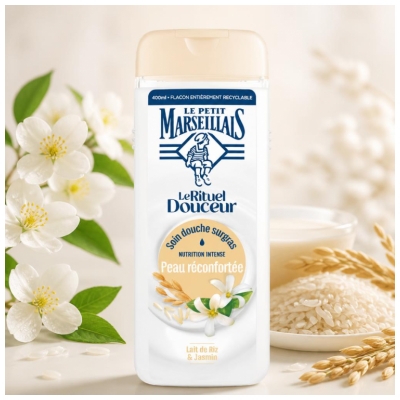 Le Petit Marseillais Soin Douche Surgras Lait de Riz & Jasmin 400 ML
