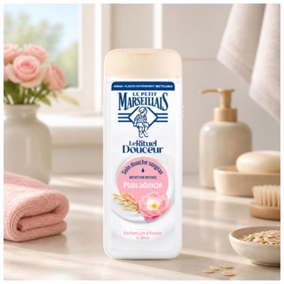 Le Petit Marseillais Soin Douche Surgras Lait d'Avoine & Rose 400 ML