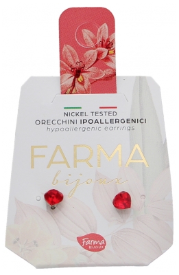 Farma Bijoux Boucles d'Oreilles Hypoallergéniques Cœurs Rouges Light Siam 4,5 mm Peaux Sensibles 