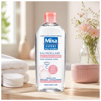 Mixa Eau Micellaire Anti-Dessèchement Peaux Sensibles et Sèches 400 ml