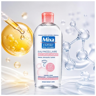 Mixa Eau Micellaire Anti-Dessèchement Peaux Sensibles et Sèches 400 ml