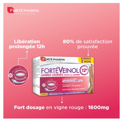 Forté Pharma Fortéveinol 12H - 60 Comprimés à Libération Prolongée