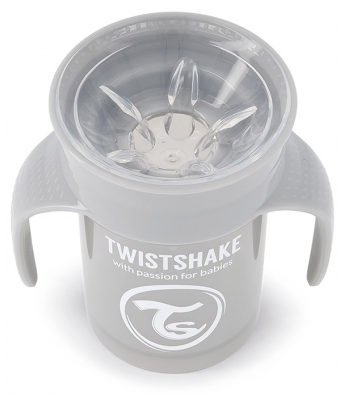 Twistshake Tasse 360 Degrés Dès 6 Mois 230 ml - Couleur : Gris Pastel