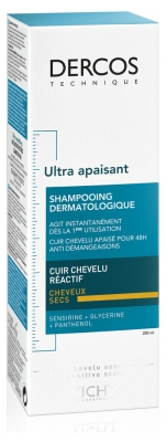 Vichy Dercos Ultra Apaisant Shampoing Cuir Chevelu Réactif Cheveux Secs 200 ml