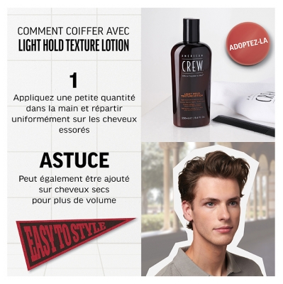 American Crew Light Hold Texture Lotion Crème Coiffante Fixation Souple et Effet Invisible 250 ml