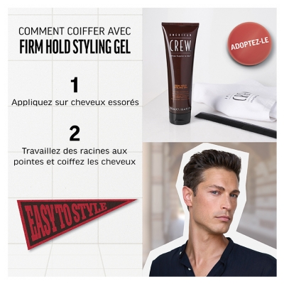 American Crew Firm Hold Styling Gel de Coiffage Fixation Forte 250 ml