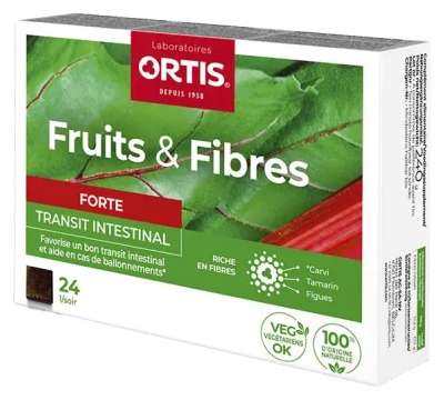 Ortis Fruits & Fibres Forte Favorise le Transit Intestinal 24 Cubes à Mâcher
