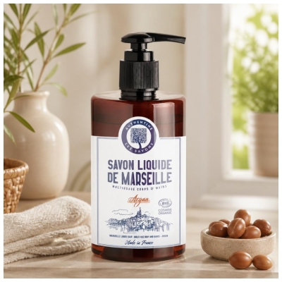 Authentine Savon Liquide de Marseille Multiusages Corps & Mains Argan Bio 1 Litre