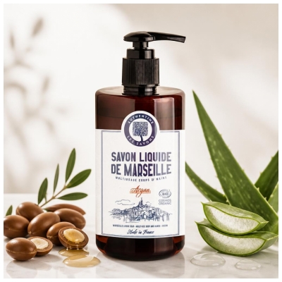 Authentine Savon Liquide de Marseille Multiusages Corps & Mains Argan Bio 1 Litre
