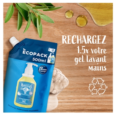 Le Petit Marseillais Gel Lavant Mains L'Action Antibactérienne Eco Recharge 500 ML