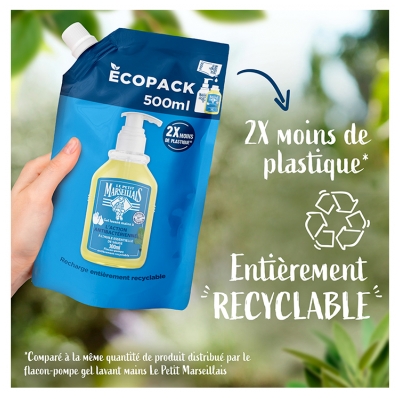 Le Petit Marseillais Gel Lavant Mains L'Action Antibactérienne Eco Recharge 500 ML