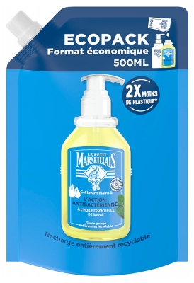 Le Petit Marseillais Gel Lavant Mains L'Action Antibactérienne Eco Recharge 500 ML
