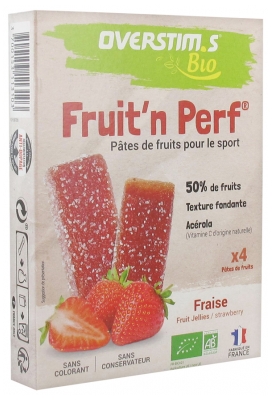 Overstims Pâte de Fruits Bio Fraise (4 Barres) - Saveur : Fraise