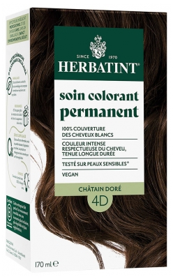 Herbatint Soin Colorant Permanent Extraits Végétaux 170 ml - Coloration : 4D Châtain Doré