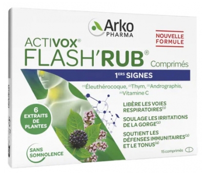 Arkopharma Flash'Rub Activox 6 Extraits de Plantes 15 Comprimés