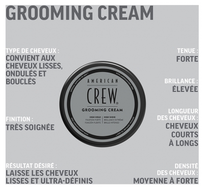 American Crew Grooming Cream Crème de Coiffage Fixation Forte Brillance Extrême 85 g