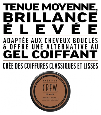 American Crew Pomade Cire de Coiffage Fixation Souple Brillance Élevée 85 g