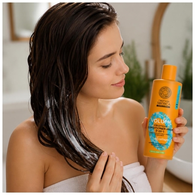 Natura Siberica Oblepikha Volume Après-Shampoing et Masque Collagène Tous Types de 400 ml