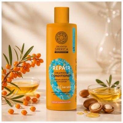 Natura Siberica Oblepikha Repair Après-Shampoing Réparateur Kératine Cheveux Secs et Abimés 400 ml